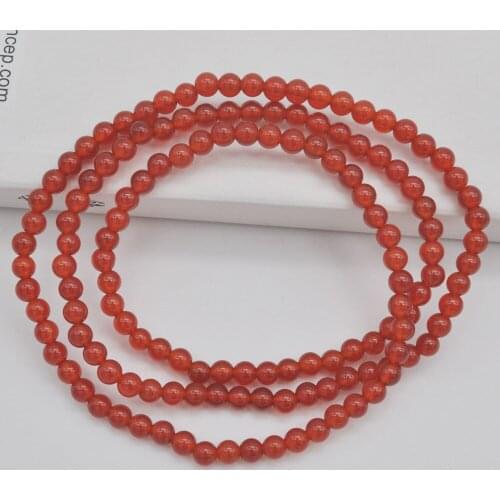 4MM Red Carnelian Stone Beads Bracelet Bangle Necklace Stretch 22 Inch Jewelry For Woman Gift G746