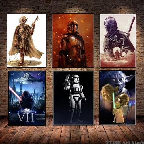 Star Wars Movie Poster Darth Vader Master Yoda Character Canvas Painting Print Wall Art Picture for Childrens Room Home Decor