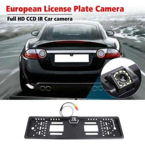NEW-Universal European Car License Plate Frame Automatic Reversing Rear View Camera 12LED License Plate Camera