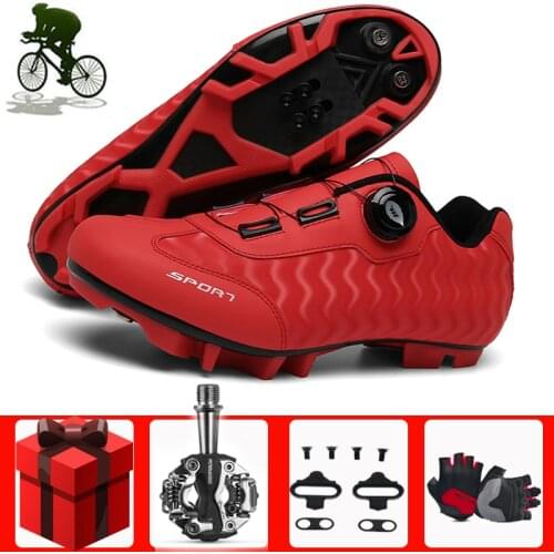 Self-locking Cycling Shoes Men Outdoor Sport Triathlon Racing Red Mountain Bike Sneakers Professional Sapatilha Ciclismo MTB