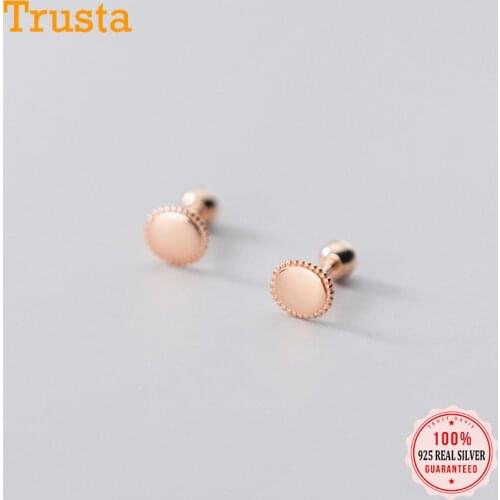 Trustdavis Real 925 Sterling Silver Fashion Sweet Ellipse Bead Screw Stud Earring For Women Wedding Party Fine Jewelry DS652