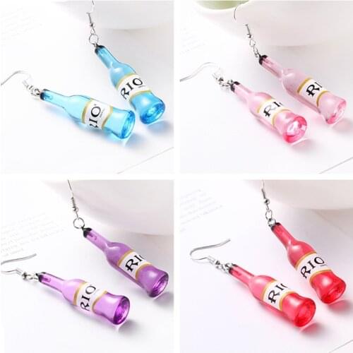 New Design Womens Fashion Handmade Resin Wine Bottle Dangle Earrings Personalized Party Earrings Cocktail Bottle Earrings Gift