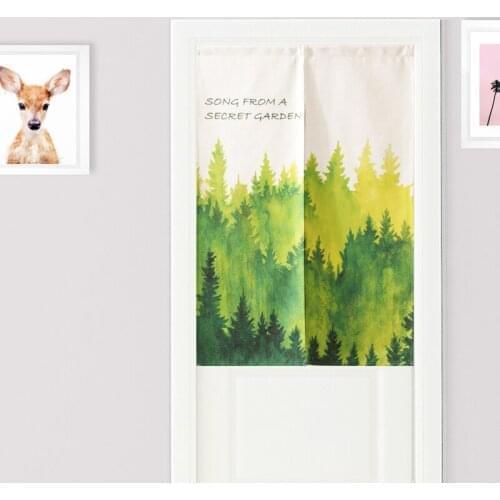 Nordic Watercolor forest animals Simple modern Door Curtain Linen Tapestry Study Bedroom Home Decor Bedroom Kitchen Curtain