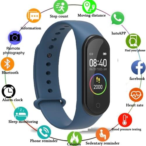 M4 Bluetooth Smart Watch Wristband Waterproof Heart Rate Blood Pressure Monitor Fitness Tracker Bracelet Smartwatch 2020 M5 Men