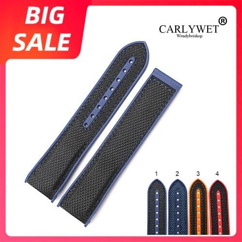 CARLYWET 20 22mm TOP Quality Red Hot Sell Rubber Silicone With Nylon Replacement Watch Band Strap For Omega Planet Ocean 45 42mm