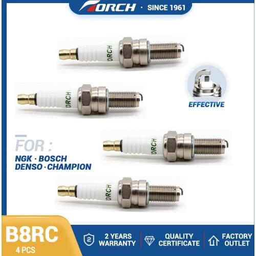 Hot Sale 4PCS Original Torch Candle Spark Plug B8RC Compatible with NGK CR8E Brisk AR12YS DENSO U24ESR-U Champion G59C Ignition