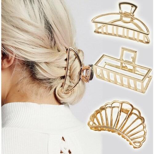 Yanrong Brand Geometric Big Hair Claw Retro Hairpins For Women Metal Hair Clip Styling Tools Accessories Barrettes