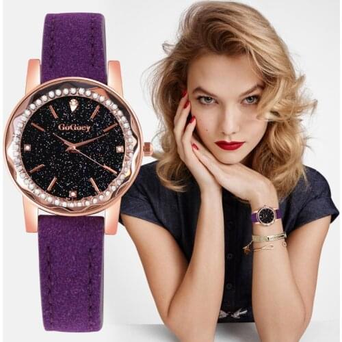 Relogio Feminino Women Watch Gogoey reloj Mujer Saati Luxury Romantic Starry Sky Wristwatch Leather Strap Crystal 2019 Watches