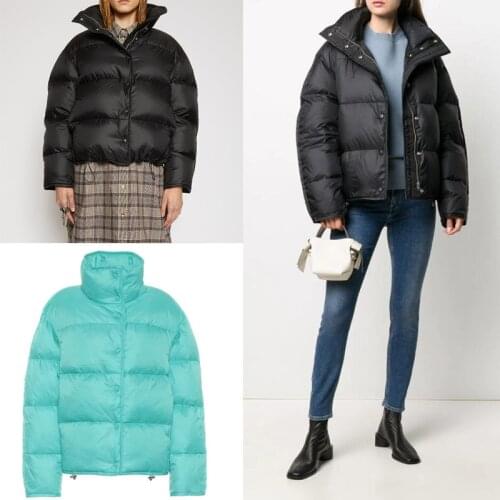 2021 new short down jacket women fashion casual pure color 90% white duck down long sleeve loose coat