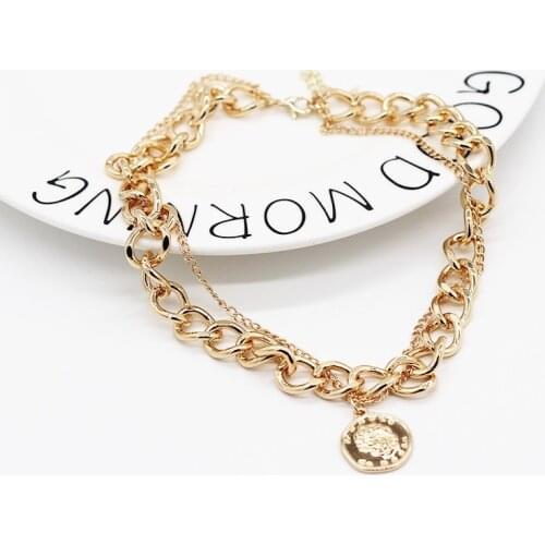 Punk Layered Chain Necklace Neck Chains for Women Vintage Exaggerated Golden Hoop Metal Necklace 2021 Clavicle Jewelry