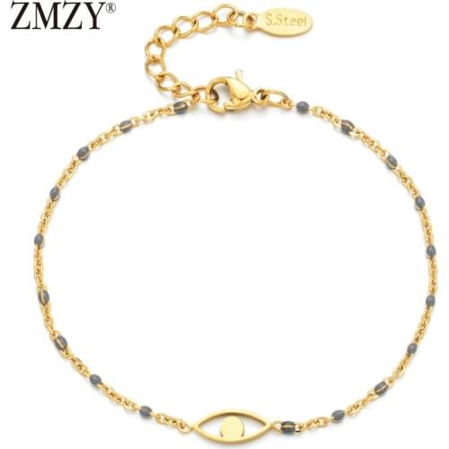 ZMZY New Simple Chain Fashion Gold Evil Eye Bracelet Trendy Adjustable Charm Stainless Steel Bracelets For Woman Jewelry Gift