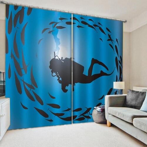 Soundproof windproof curtains Blue ocean curtains 3D Window Curtains For Living Room Bedroom Customized size