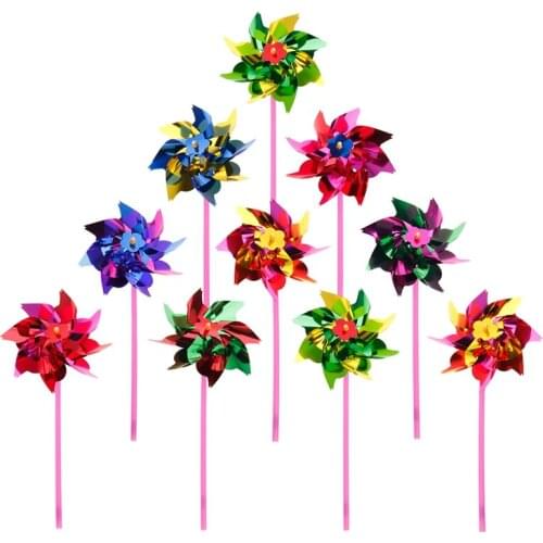 New 10Pcs Plastic Windmill Pinwheel Wind Spinner Kids Toy Garden Lawn Party Decor Random Color Kids Gift