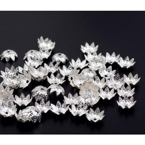 100 Pieces Flower Bead Caps Tibetan Style for Jewelry Makings 9.5 mm in Diameter
