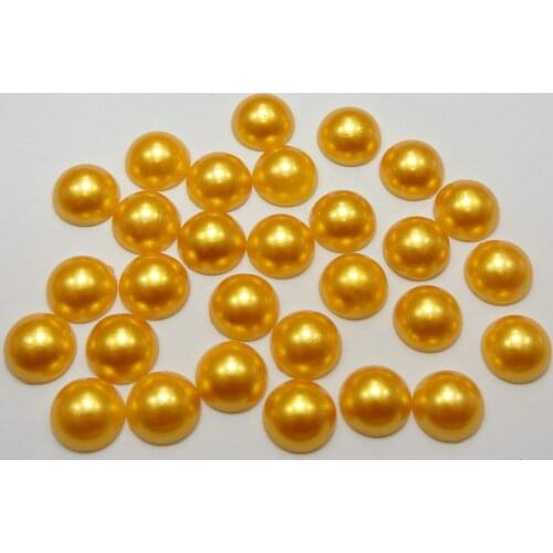 100 Gold Half Pearl Bead 12mm Flat Back Scrapbook Craft