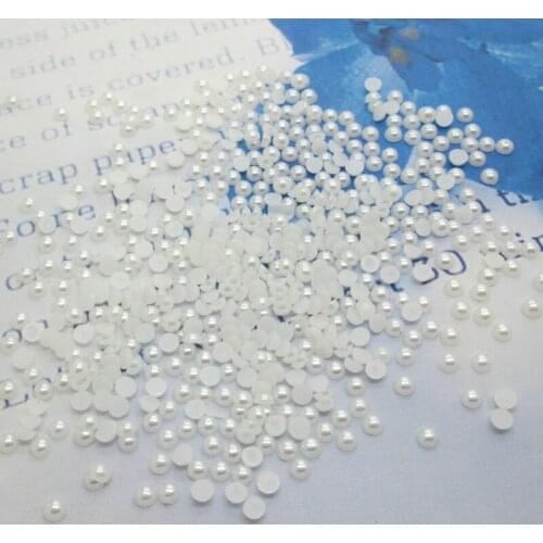 10000Pcs 2mm Wihte Half Round Pearl Beads FlatBack Scrapbook Craft Cabochon Kawaii DIY Embellishments Accessories