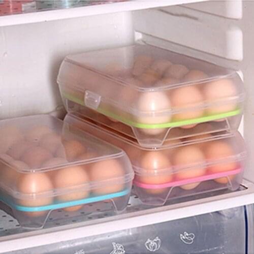 15 Grid Kitchen Refrigerator Single Layer Egg Box Storage Box Practical Creative Home Portable Plastic Picnic Food Storage Box