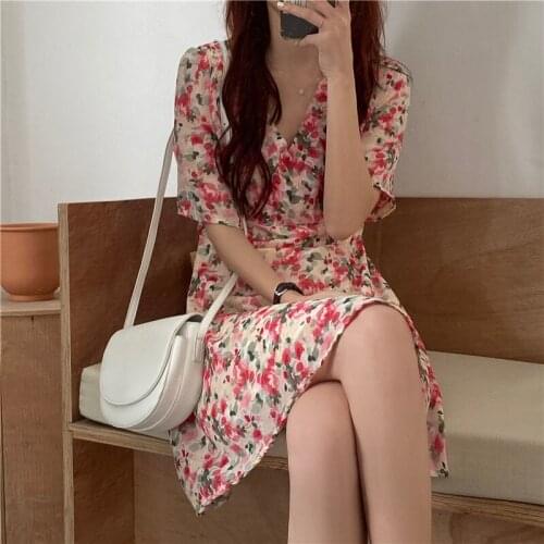 2021 Plus Size Floral Print Summer Dress Evening Long Vintage Dresses Oversize Short Sleeve Beach Women Dress Robe Vestido Prom