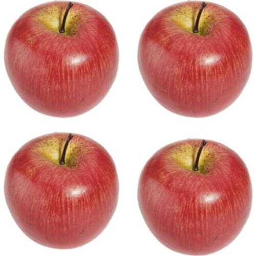 4pcs Artificial-Apple Plastic Fake Fruit Home Decor Photography Teaching Props