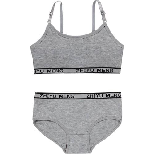 5sets/Lot Cotton Training Bras Young Girls Underwear Sets Kids Lingerie Children 8-14Y