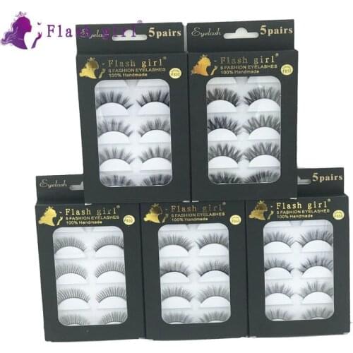 5 Pairs 3D Mink Eyelashes F810-F850 Thick Handmade Wispy Makeup Eyelash Extension Natural Volume Soft Fake Eye Lashes
