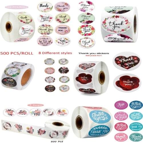 500pcs PinK Thank You For Your Order Sticker Heart Thanks For Shopping Small Shop Local Handmade Sticker Kraft Labels Sticker