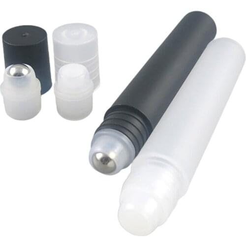 500 x 5ml 8ml 10ml 12ml Refillable Frost Black White Roll on bottle with Plastic Metal Ball 10cc Eye Cream Roll On Bottle