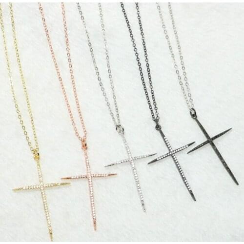 6 Pcs Mix color Cross Zircon pendant necklace hollow slim pendant Zircon charms gift for lady pendant necklace 50229