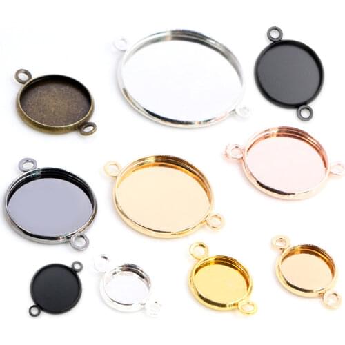 8/10/12/14/16/18/20/25mm Inner Size 7 Colors Plated High Quality Iron Material Fit 8-25mm Cabochons Pendant Tray