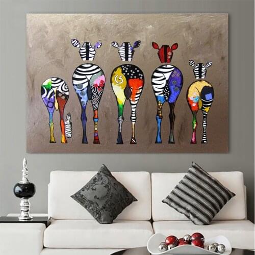 Abstract Zebra Canvas Art Paintings On The Wall Colorful Animals Art Prints African Animals Art Pictures For Living Room Wall