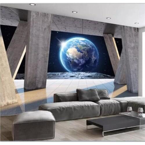 Beibehang Custom wallpaper large Nordic abstract minimalist Roman column earth sunlight landscape living room bedroom wall