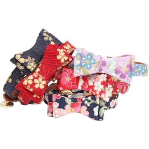 Free shipping soft Japanese kimono bow tie dog collar cat accessories pet collier pour chien collar perro coleira