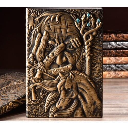 Anaglyph Gilding Enchanter Magic Man Notebook Retro Planner Bronze Book School Supplies Office Culture and Education