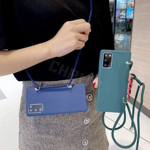 Liquid Silicone TPU Case For OPPO Realme 8 7 Pro 7i C21 C20 C17 GT A15 A54 A74 A94 A93 A95 A55 Case Necklace Neck Rope Cover