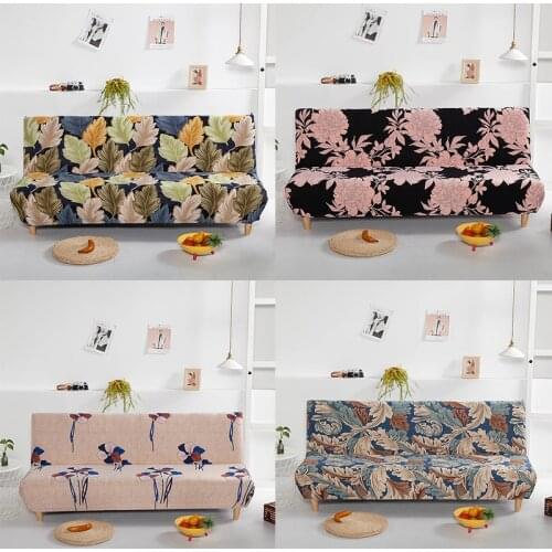 Floral Fold Sofa Bed Cover Elastic All-inclusive Universal Sofa Bedspread Removable Adjustable Armless Slipcover For Living Room
