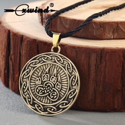 Cxwind Viking Impress of Veles Knot Pendant Necklace Animal Infinity Bear Cat Paw Necklaces Pendants Viking Pagan Jewelry