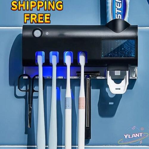 UV Toothbrush Holder Solar Energy Toothbrush Sterilizer Automatic Toothpaste Dispenser Squeezers Household Bathroom Accessories