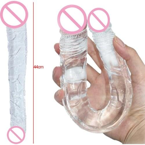 Long Jelly Crystal Double Head Dildo Erotic Toys for Women And Couples Anal Plug Toys for Adults 18 Phallus Lesbian Sex Products