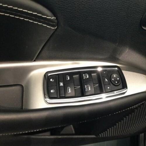 For Dodge Journey JUCV Fiat Freemont 2013-2018 Window Glass Switch Cover Overlay Trim Panel Chrome Car Styling Accessories