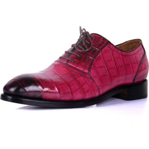 Genuine leather imported crocodile belly Italian handmade custom high-end luxury business dress shoes mens shoes
