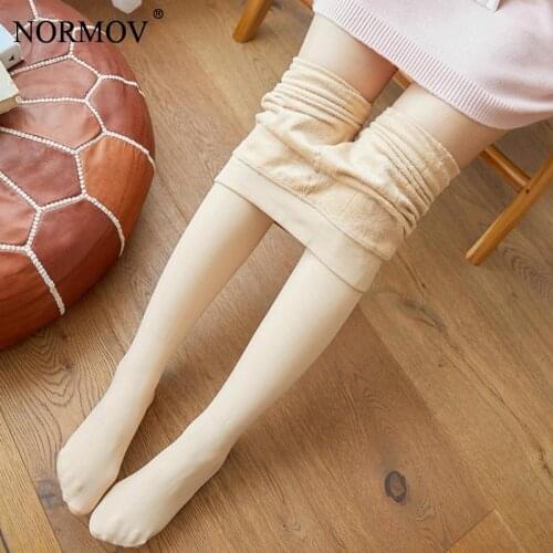 NORMOV Tights Women Winter Thick Warm Velvet High Waist Elastic Pantyhose Women Casual Solid Color Stretchy Pantyhose