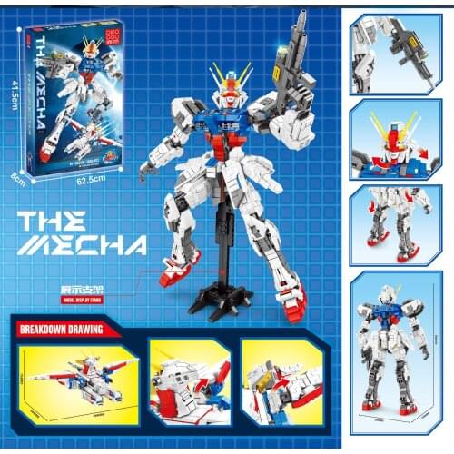 DIY MOC Assault Gundam Mecha can be Deformation Warship Creative Assembled Building Block Educational Toys for children gifts