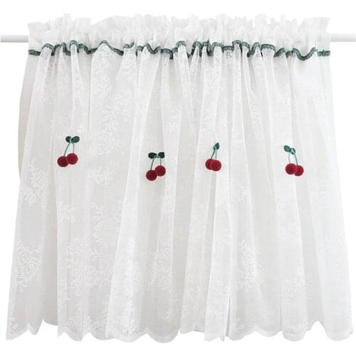 American Country Style Short Curtains for Kitchen White Yarn Half Curtain for Cafe Sweet Lace Window Valance Coffee Door Drapes