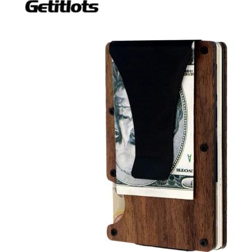 New Design Minimalist Wallet Bamboo Card Wallet Mens Rfid Blocking Wallets For Men With Money Clip Multitool Credit Card Holder