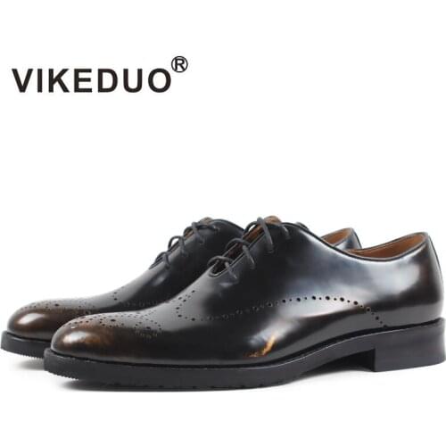 Vikeduo Mens Oxford Shoes Summer 2020 New Fashion Brogue Dress Shoe Male Genuine Leather Zapatos Hombre Wedding Formal Footwear