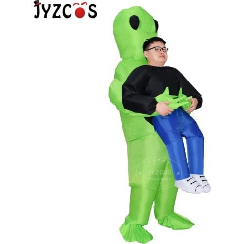 JYZCOS Alien Inflatable Costume Halloween Costume for Women Men Green Alien Devil Costume Adult Monster Cosplay Inflatable Suit