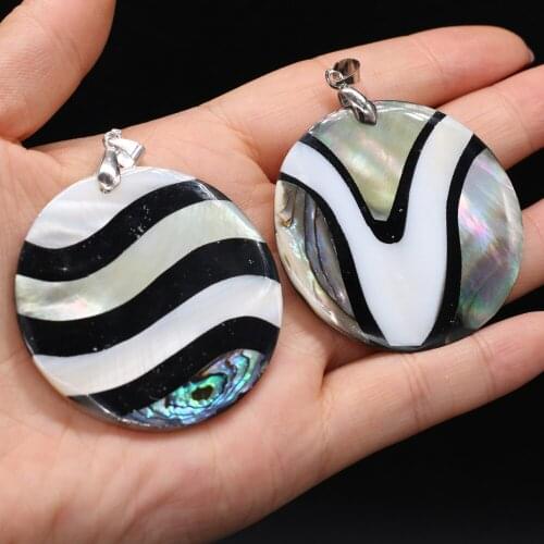 Natural Stone Shell Pendant Exquisite Round Stripe For Jewelry Making Charms DIY Necklace Bracelet Accessory