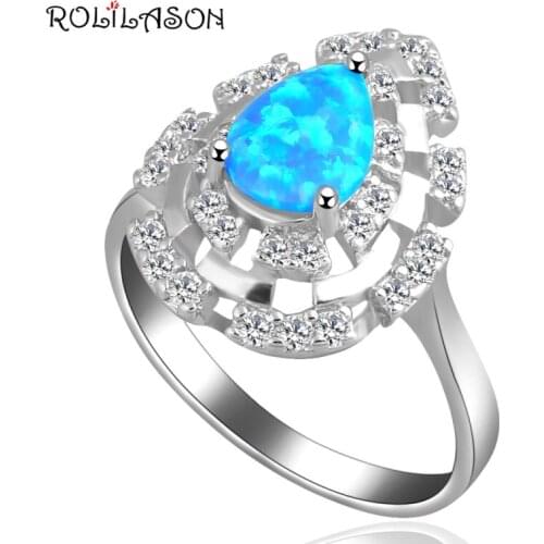 New arrival ! Excellent blue fire Opal silver plated Stamped Fashion Jewelry Rings USA size 6.5# 6.75# 7.5# 7.75# OR404