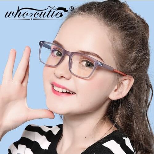 Blue Light Blocking Optical Kid Glasses TR90 Rectangle Frame Girl Boy Children 7-12 Age Protection Eye for Reading Computer S411
