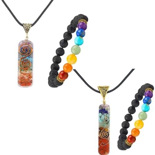 Necklace Bracelet Jewelry Set Energy Necklace, Crystal Pendant, Meditaion Reiki Necklace
